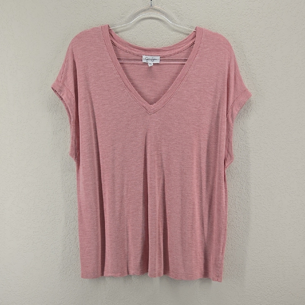 Jessica Simpson Rose Pink V-Neck Short Sleeve Tee Size XL